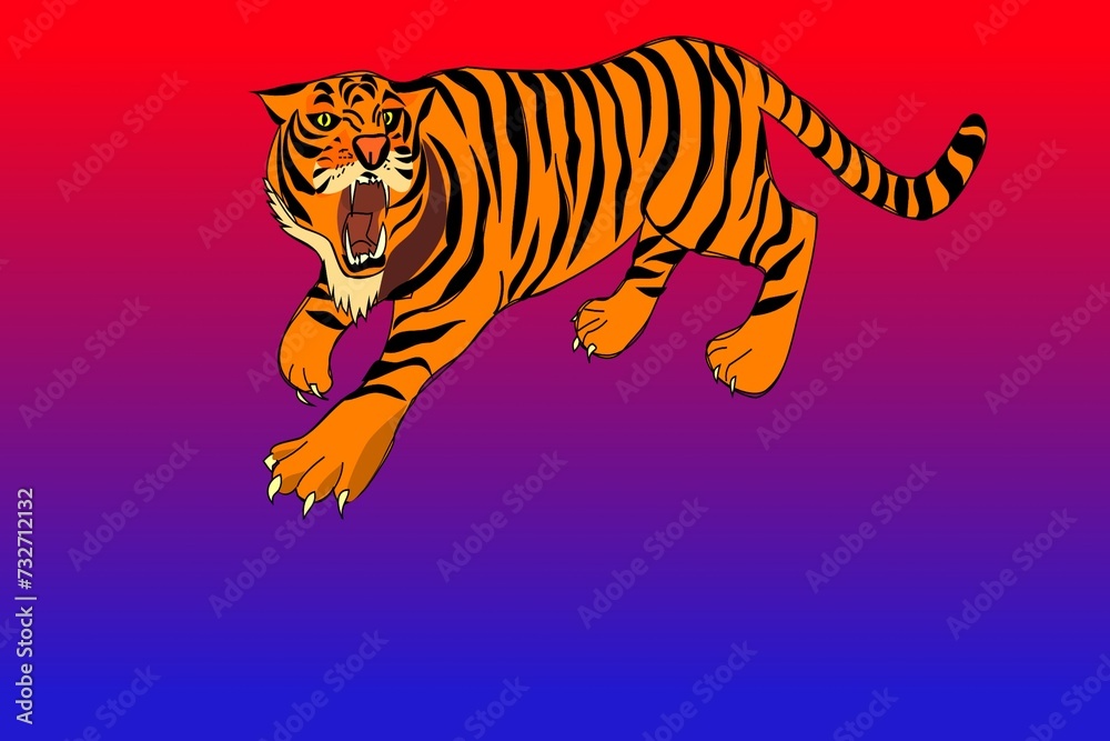 tiger on a blue background