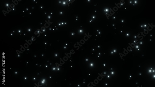 3d abstract Night starry skies galaxy space with twinkling and blinking yellow stars particle overlay motion background.