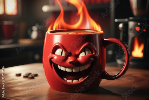 Mug d'halloween avec la tête d'un diable smiley photo