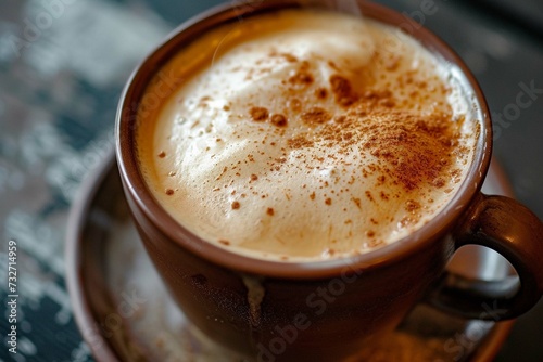 Cappuccino and milk foam close up  view