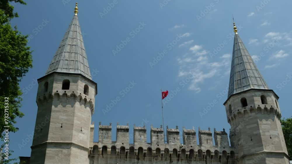 flag on the gate of Topkapi Palace Istanbul