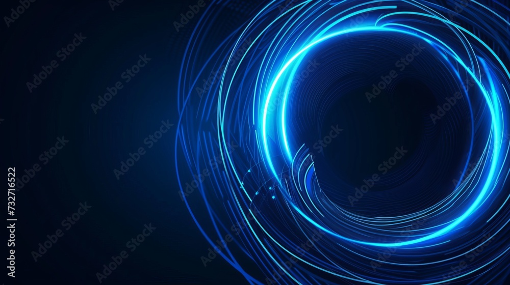 Abstract glowing circle lines on dark blue background. Geometric stripe line art design. Modern shiny blue lines. Futuristic technology concept. Suit for poster, cover, banner, brochure, website Abstract glowing circle lines on dark blue background. Geometric stripe line art design. Modern shiny blue lines. Futuristic technology concept. Suit for poster, cover, banner, brochure, website