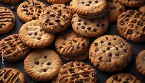 Variety of Chocolate chips cookies and biscuits 