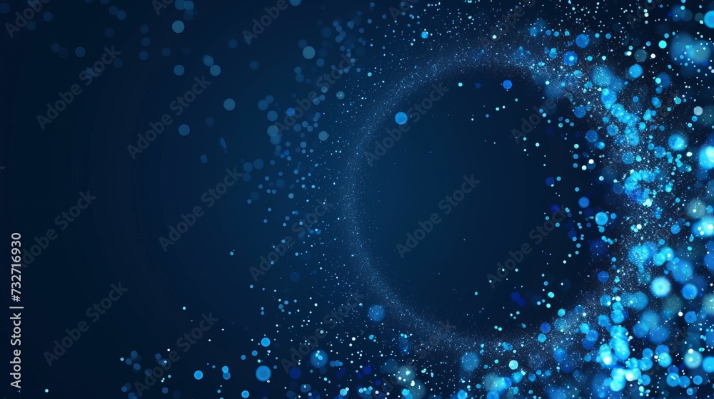 Vector abstract blue background frame of geometric shapes. Circular ornament. Pattern of dots, particles, molecules, fragments. Poster for technology, Vector abstract blue background frame of geometric shapes. Circular ornament. Pattern of dots, particles, molecules, fragments. Poster for technology,