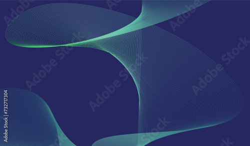 Vector illustration of abstract, intertwining blue lines creating dynamic shapes against a deep blue background; a modern digital art concept