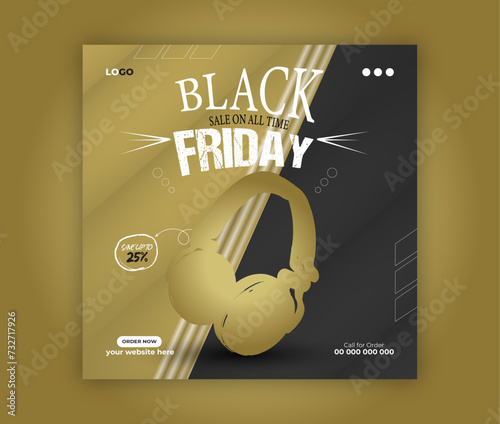 Vector headphone social media design instagram social media post wireless headphone brand product social media design