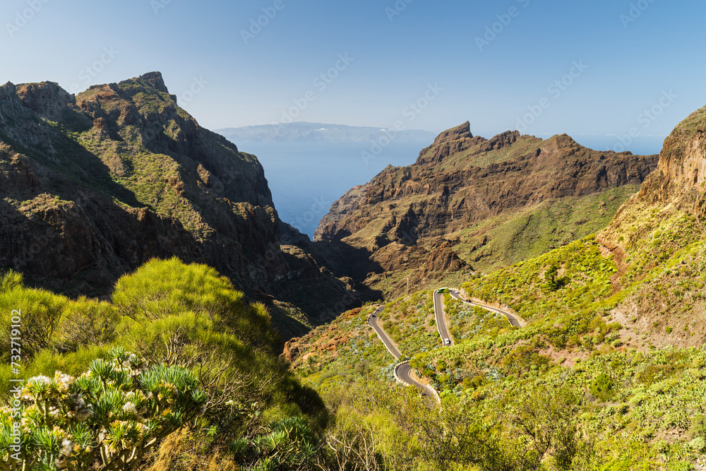 Blick von der Strasse nahe dem Dorf Masca, Teneriffa, Kanarische Inseln, Spanien