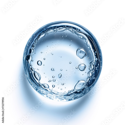 Round drop of clean water or gel isolated on white background.