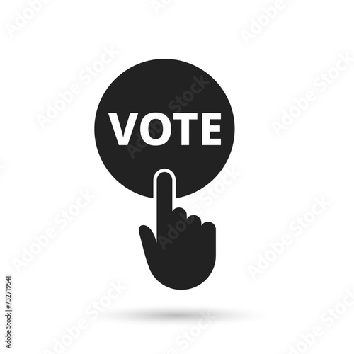 Hand pressing vote button icon, Polling, Voting election with hand sign, Vector illustration