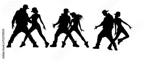 Fotografia Dynamic Hip Hop Dance Duo Silhouette