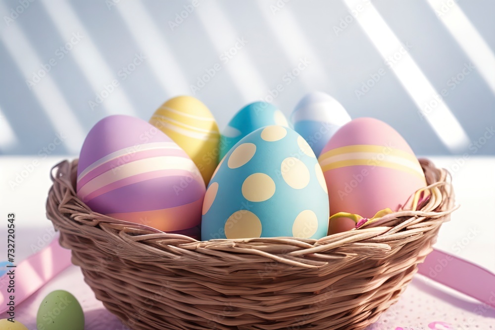 Easter eggs on pastel background. Easter eggs on pastel background.