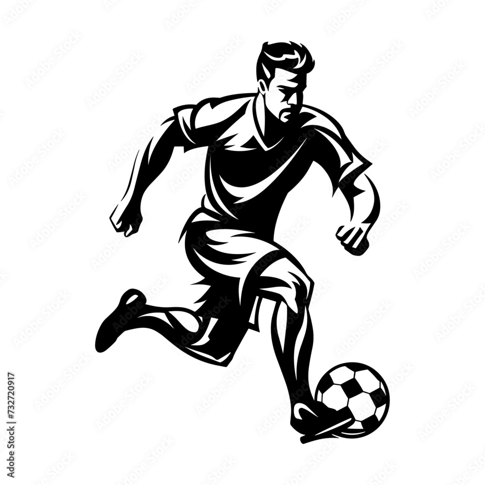 Soccer player vector silhouettes, generative ai, on white background. Football player silhouette cutout outlines.