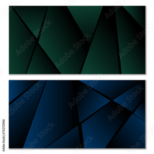 Abstract polygonal pattern. Set of two dark gradient polygonal backgrounds. Background design, cover, postcard, banner, wallpaper