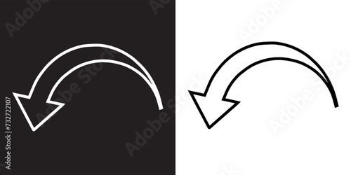 Curved arrow icon vector. Arrow pointer icon sign symbol in trendy flat style. Arrow down vector icon illustration isolated on black and white background
