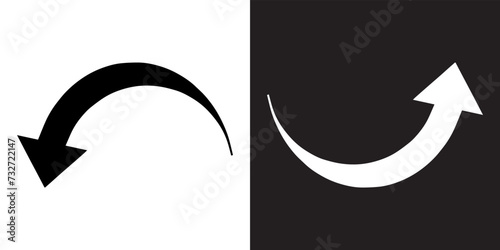 Curved arrow icon vector. Arrow pointer icon sign symbol in trendy flat style. Arrow down up vector icon illustration isolated on white and black background