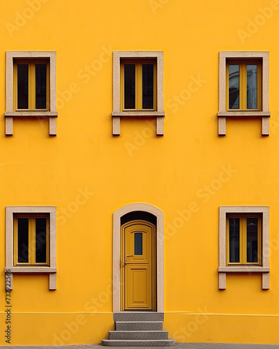 Mediterranean style houses with bright yellow theme and minimalist representation of a simpler more comfortable life