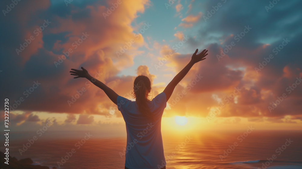 A person can't help but raise their hands in celebration at sight of the amazing sunset