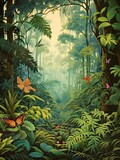Vintage Landscape: Enchanted Groves of Butterfly Nature Art with Forest Print
