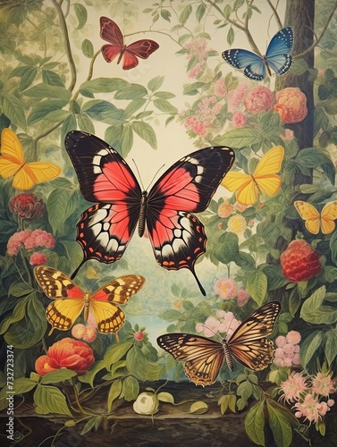 Butterfly Wall Art: Enchanted Groves   Vintage Print   Nature Garden © Michael