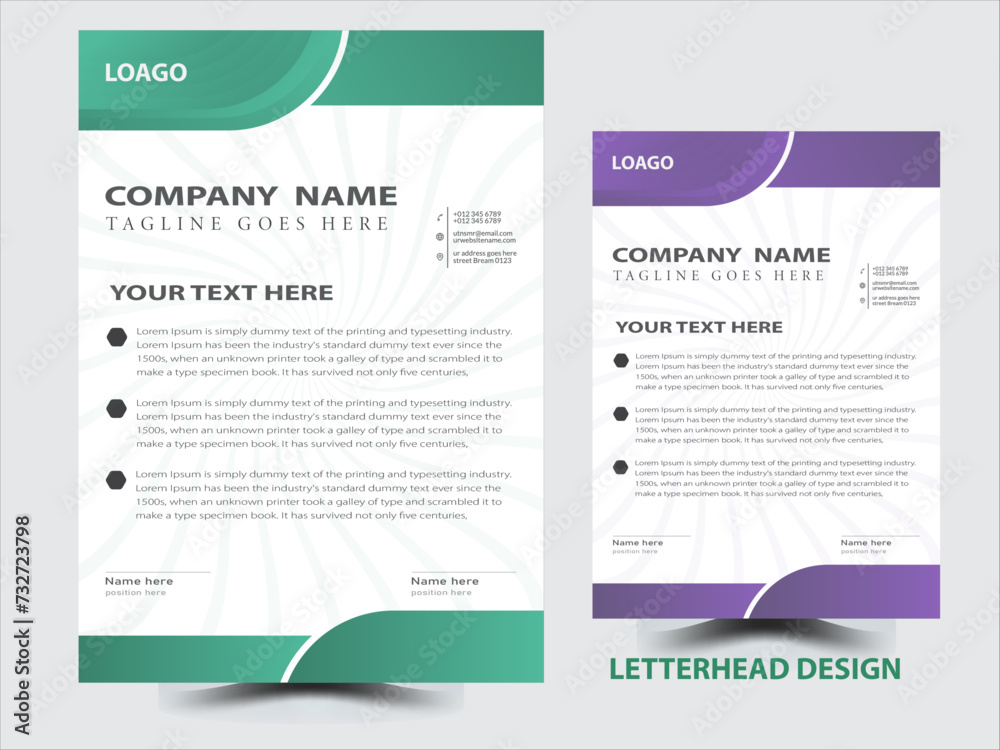 Gradient modern business letterhead template design