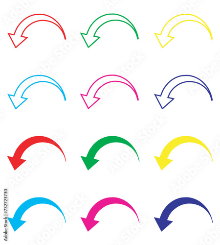 Curved arrow icon vector. Arrow pointer icon sign symbol in trendy flat style. Set elements in colored icons. Arrow up vector icon illustration isolated on white background