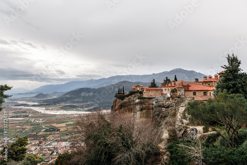 The unique Holy Meteora Monasteries near Kalambaka village Thessaly Greece pilgrimage tourism