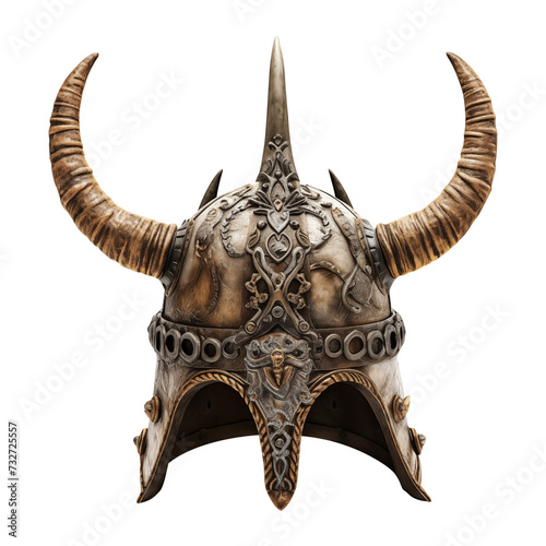 Vintage Viking helmet with horns transparent background