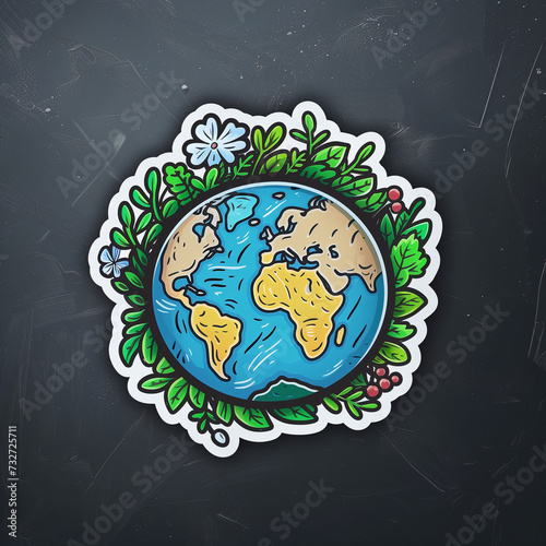 illustrate earth in sticker style