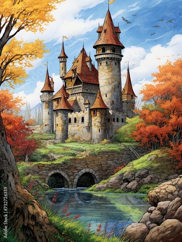 Enchanting Castle Scene: Fairytale Turrets With Exquisite Medieval Artwork