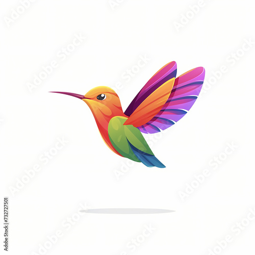 Logo Featuring a Gradient Colored Hummingbird.