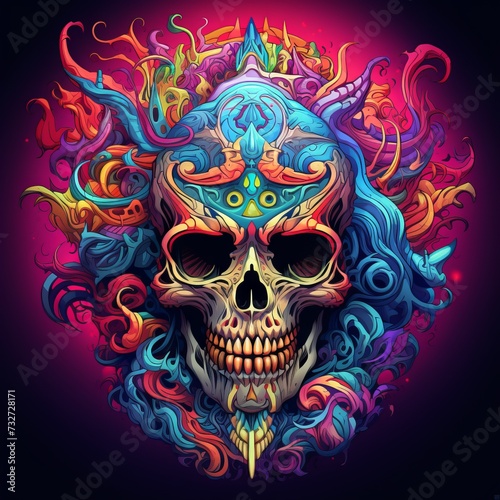 Vibrant Psychedelic Melting Skull Artwork  © Franz Rainer