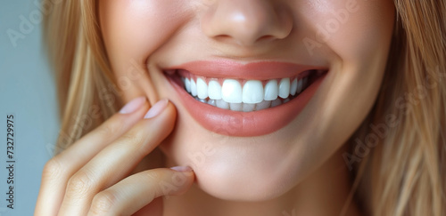 A close-up image captures the detail of a smiling mouth  highlighting well-maintained teeth and healthy gums  emphasizing the importance of dental care and hygiene