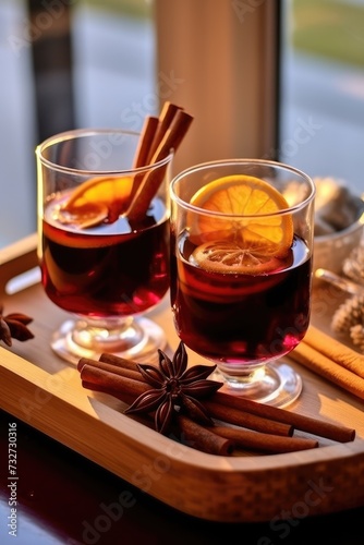 a glass of mulled wine in winter, New Year