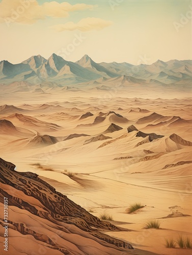 Vintage Desert Landscape Poster: Aerial Dunes in Stunning Capture