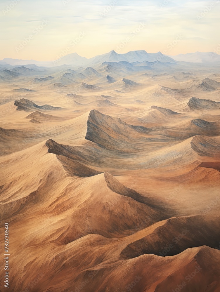 Naklejka premium Desert Sand Scenic: Aerial Dunes Vintage Landscape - Captivating Views of Endless Sands