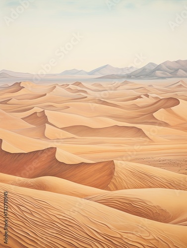 Desert Sand Scenic  Vintage Landscape of Aerial Dunes