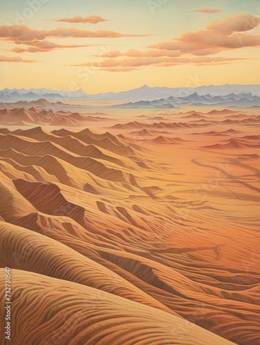 Vintage Landscape with Aerial Dunes: Desert Sand Scenic Image