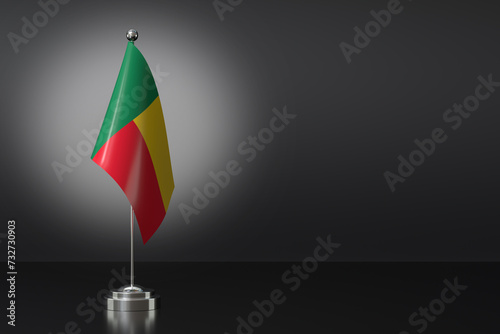 Small National Flag of the Republic of Benin on a Black Background. 3d Rendering