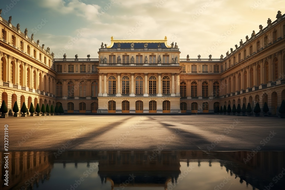 Building place of versatile, View of capitol or city hall is the municipal administration palace of Versailles AI Generated 