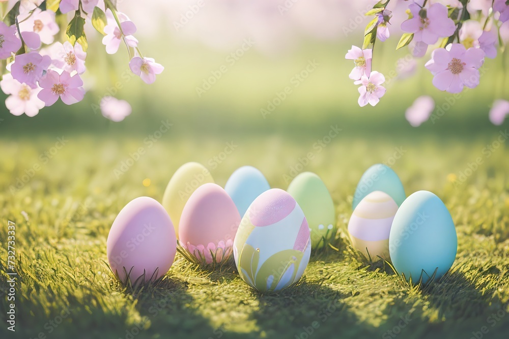 Easter eggs on pastel background. Easter eggs on pastel background.