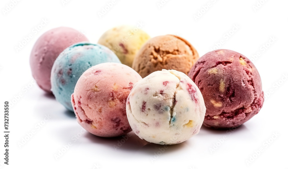 Assorted ice cream scoops lying together Assorted ice cream scoops lying together