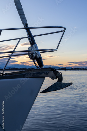 Silhouette of Sail Boat at Sunset