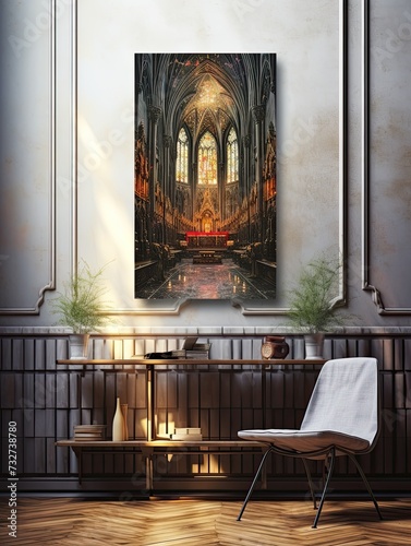 Wallpaper Mural Gothic Cathedral Canvas: Vintage Church Interiors Depicting Religious Art Torontodigital.ca