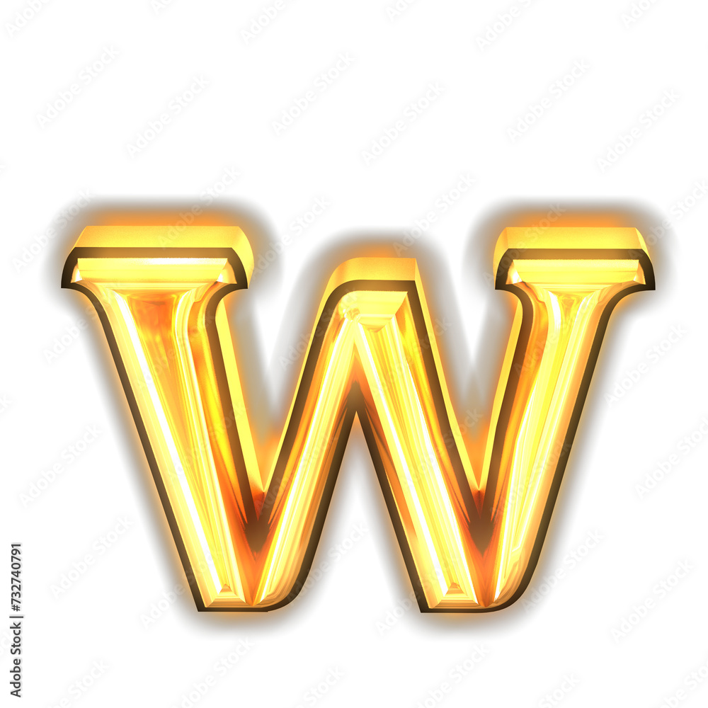 Glowing gold symbol. letter w Glowing gold symbol. letter w