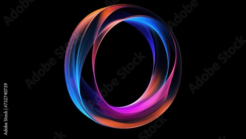 Colorful abstract design. Digital artwork with a round shape made of yellow, orange, pink and blue. Background for technological processes, science, presentations, education, etc