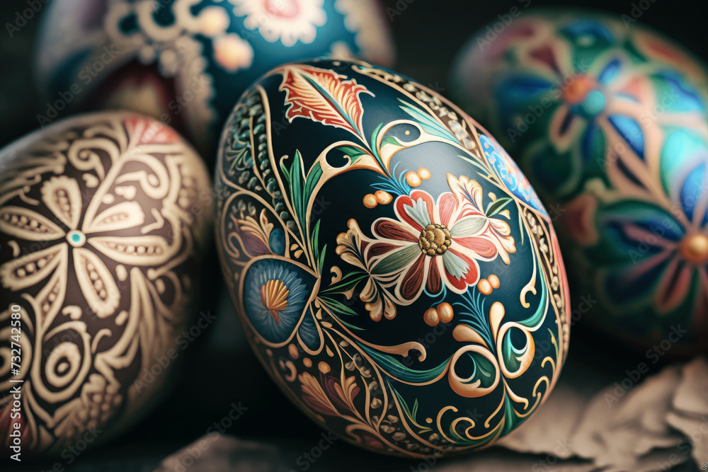Decorative easter eggs with ornament. Decorative easter eggs with ornament.