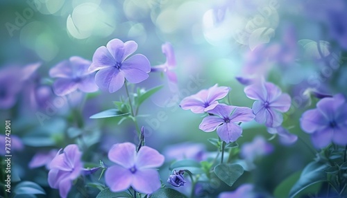 A dreamy composition featuring periwinkle flowers against a blurred background, creating an artistic and visually pleasing image