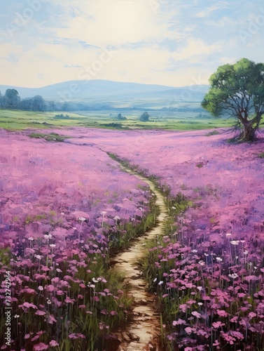 Lilac Vintage Landscape: Blooming Field, Modern Beauty