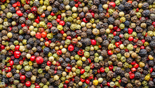 Colorful peppercorns, background. Mixed peppercorns
