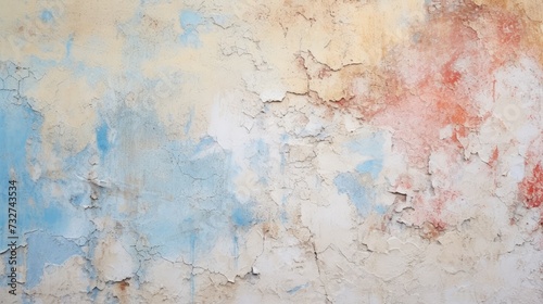 Wall with peeling paint. Texture of old concrete wall for background. A dilapidated building wall in need of major repairs. Facade of a house with damaged plaster. Photophone for retro photography.